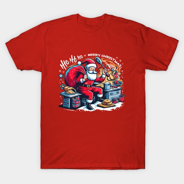 Santa Love Cooking T-Shirt by Genbu